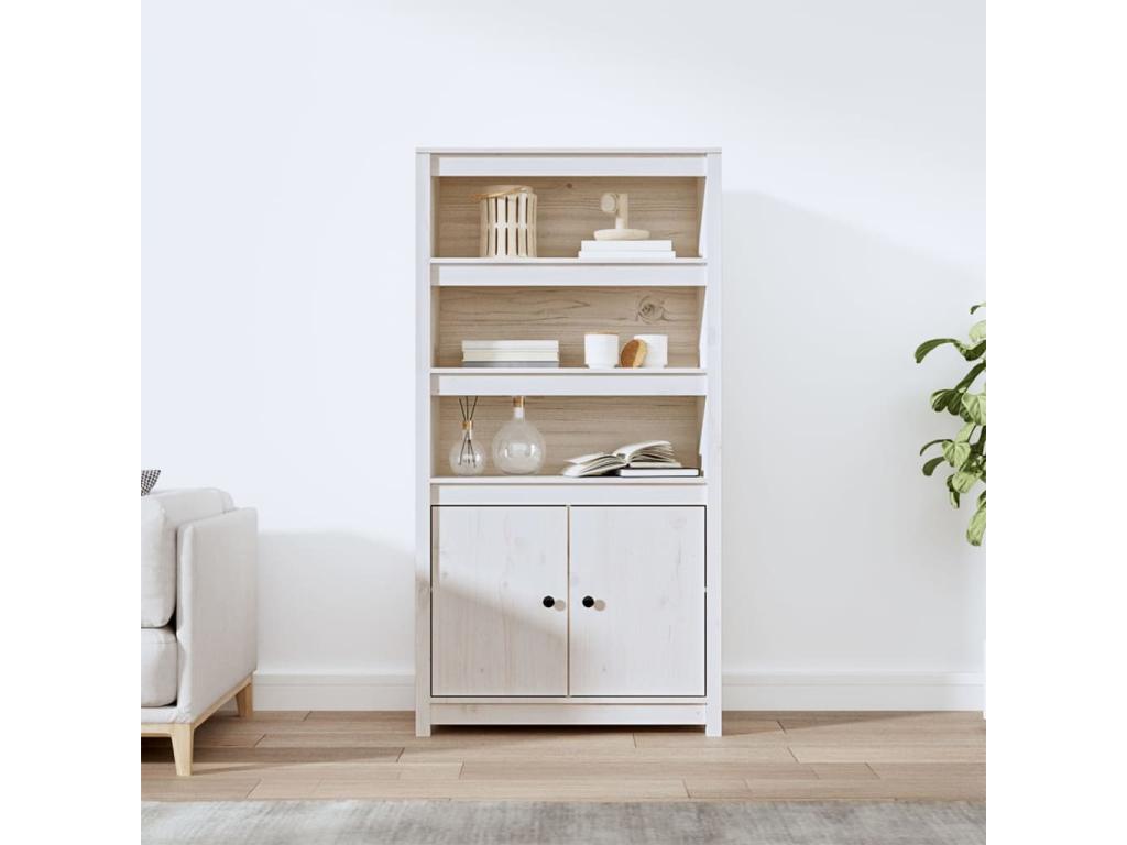 Credenza in legno di pino bianco, 80 x 35 x 154 cm
