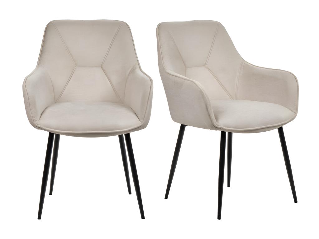 Set di 2 chaise longue con sedili in tessuto beige e gambe in metallo - Mobenze ACKQ58304