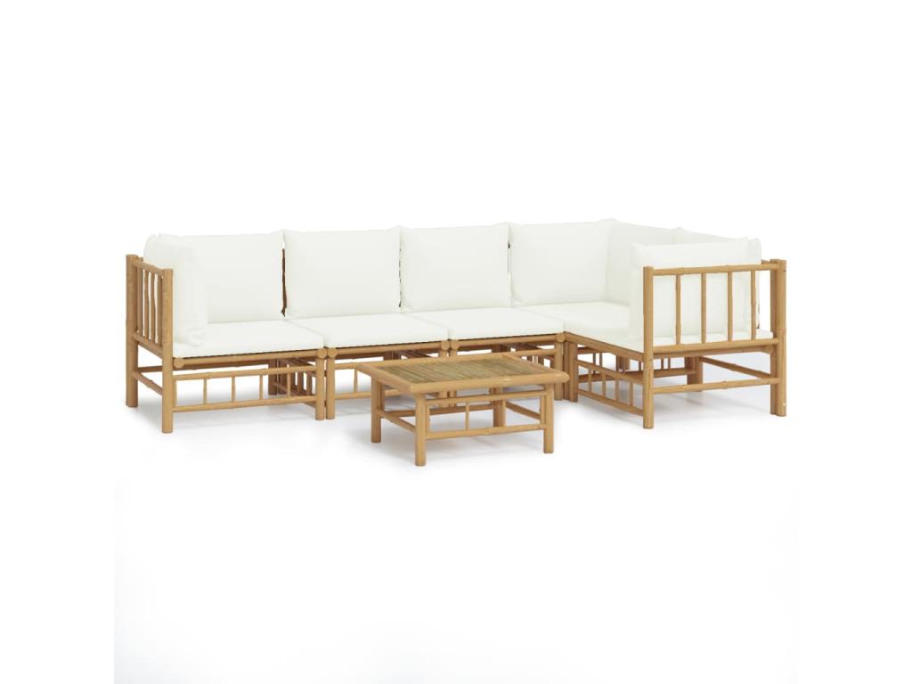 Set da giardino 6 pezzi con cuscini bianco crema Luxameub ORJS25681