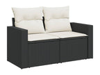 Set da giardino 5 pezzi con cuscini in resina intrecciata nera DAPY71689