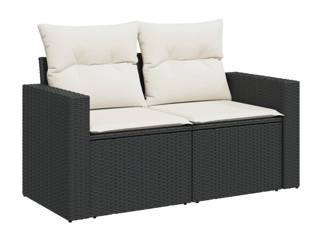 Set da giardino 5 pezzi con cuscini in resina intrecciata nera DAPY71689