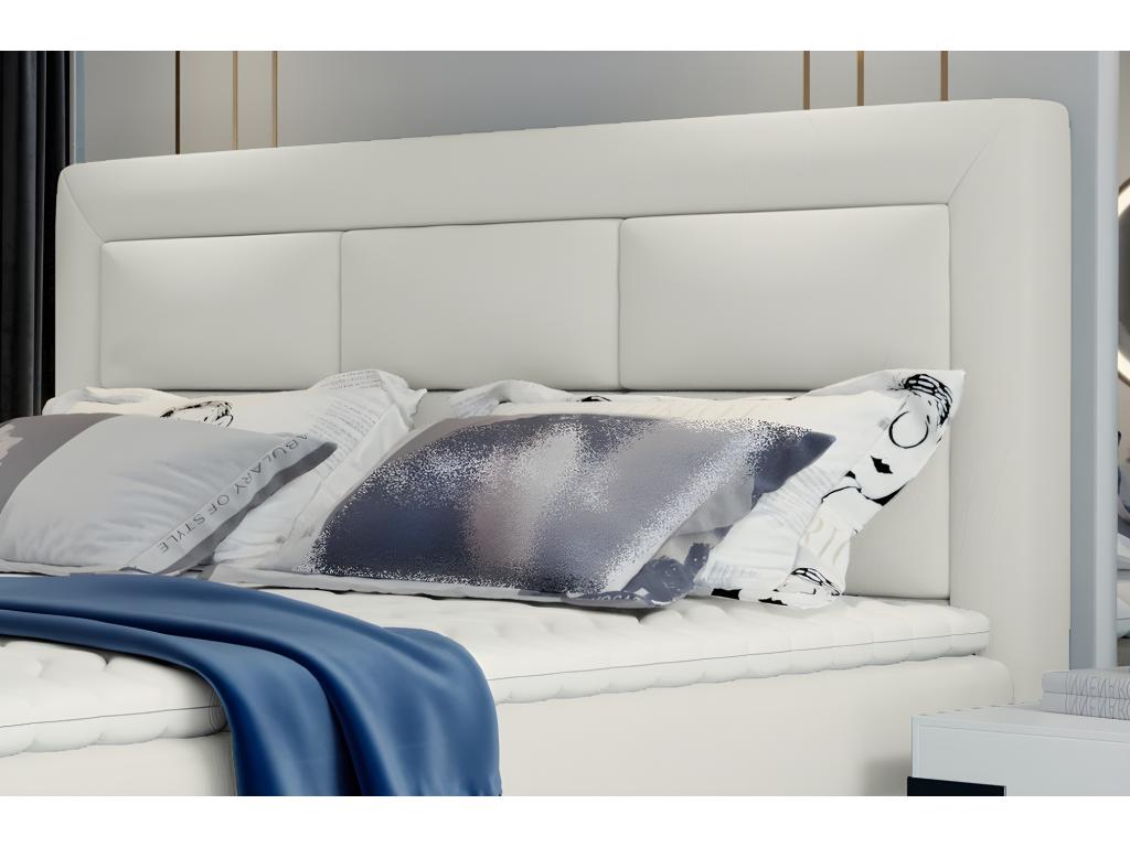 Ensemble boxspring complet Testiera sommiers Materasso surmatelas VISTA de Boislis - simili cuir ivoire - 140x200 cm FRXC53500