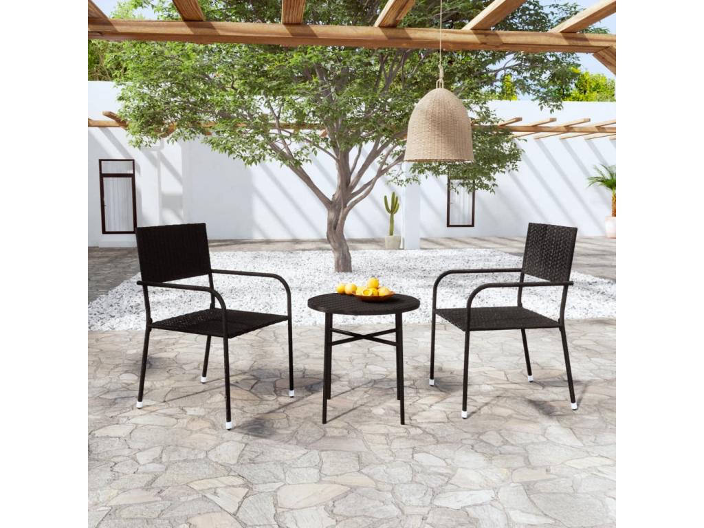 Set di mobili da giardino 3 pezzi in resina intrecciata Nero ZRRJ24401