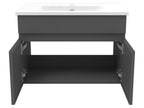 Ensemble meubles Salle de Bain simple vasque 60cm colonnex2 et specchio rotondo Antracite BDDN20963