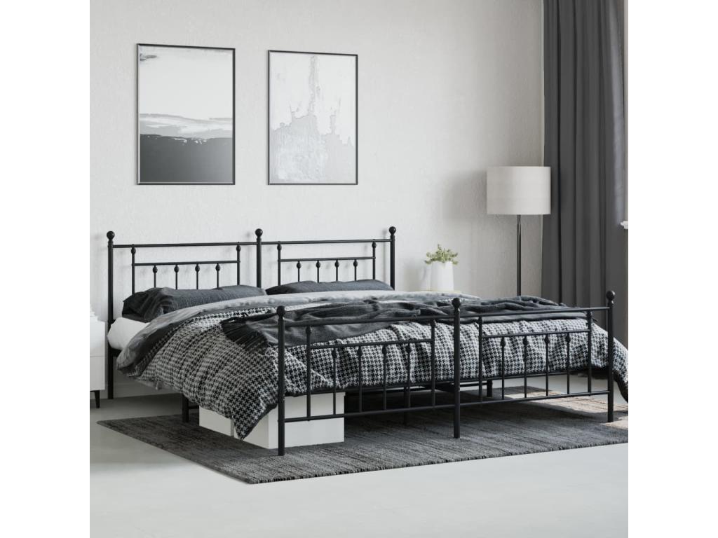 Struttura letto in metallo nero, 193 x 203 cm