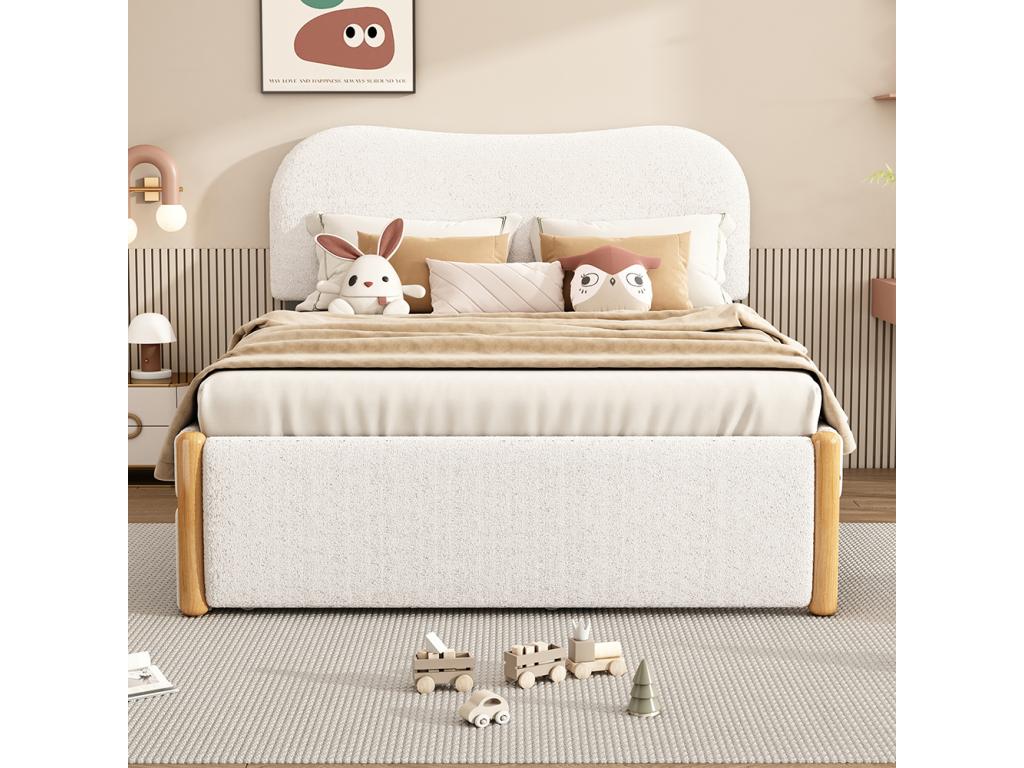 Letto in tessuto bianco, 140 x 200 cm