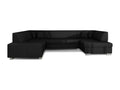 Divano convertibile panoramique simili cuir nero con coffre de rangement Luxameub 320cm-Coffre de rangement à droite JRVI47832