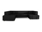 Divano convertibile panoramique simili cuir nero con coffre de rangement Luxameub 320cm-Coffre de rangement à droite JRVI47832