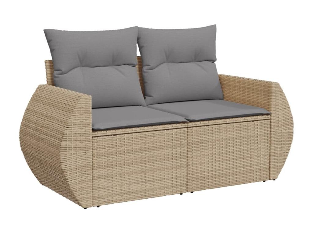 Set da giardino con cuscini 6 pezzi in resina intrecciata beige DEXZ11473