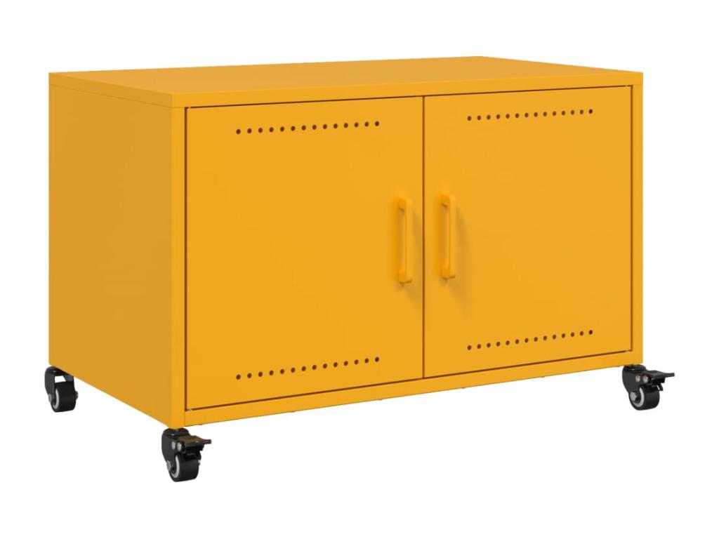 Mobile TV giallo moutarde 68x39x43,5 cm acciaio laminato freddo WZHD15557