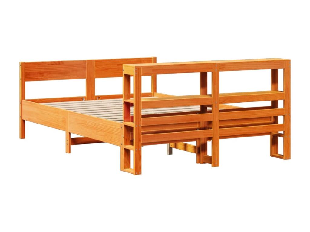Struttura letto senza materasso cire marron 150x200 cm bois pin massif BLHS06485