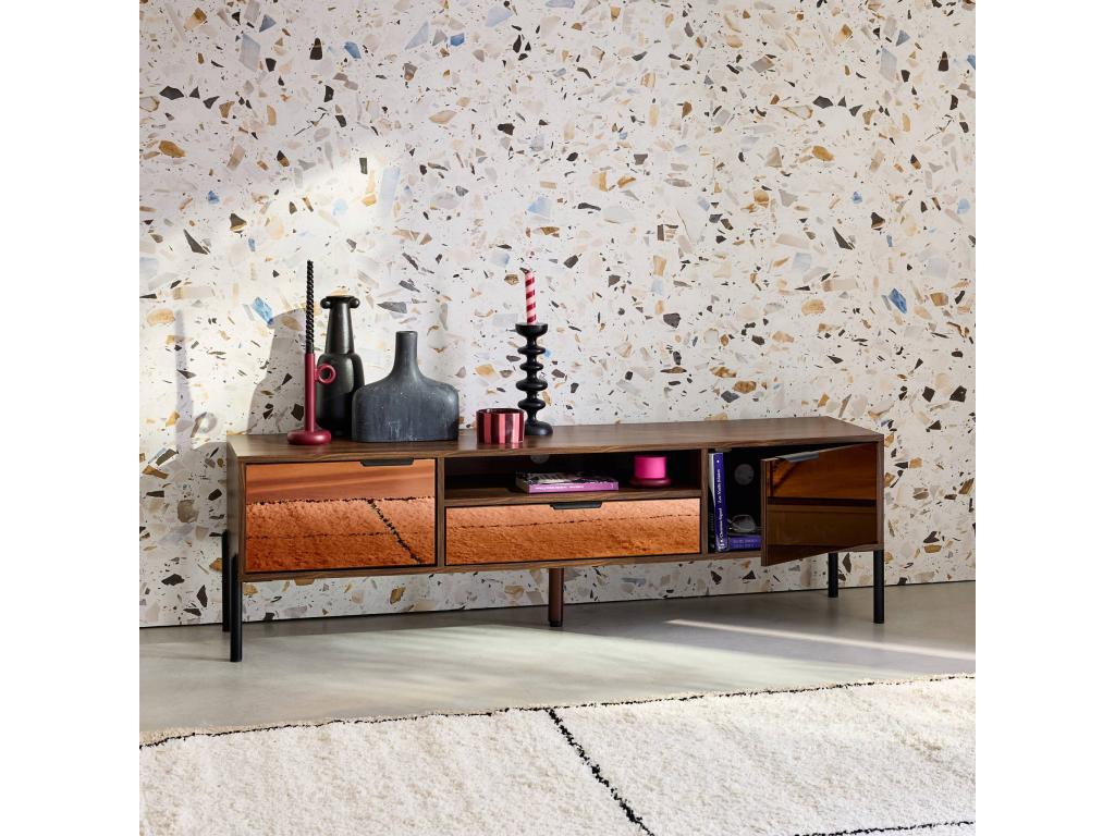 Mobile TV in metallo marrone, 151,5 x 38 x 44,7 cm