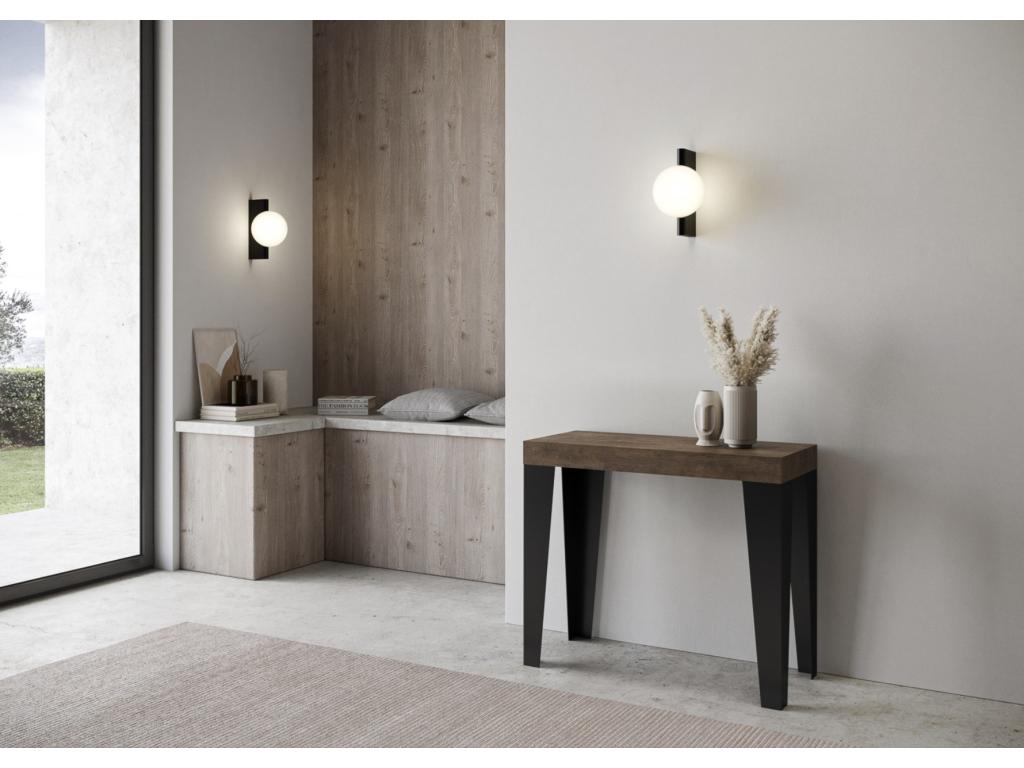 Console allungabile design Mobenze et acier mat Mobenze-Couleur Brown-Pied et support sur Mobenze-5 rallonges fines JNRE59918