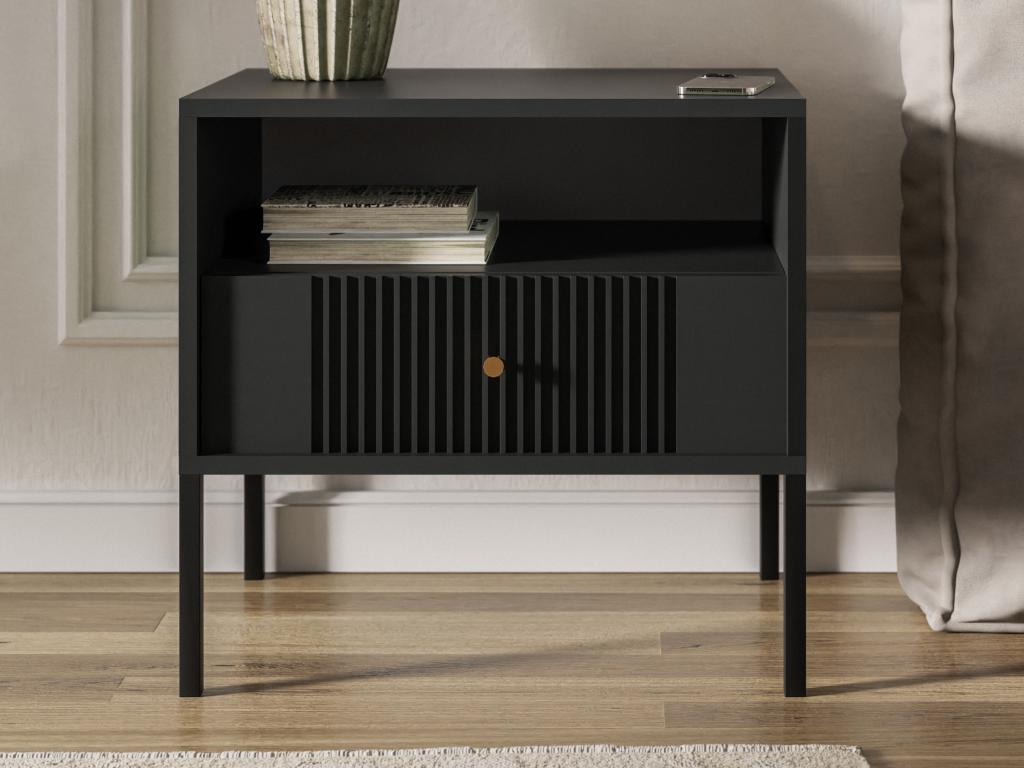 Set di 2 tavolini da comodino 1 tiroir et 1 nicchia - Nero - Mobenze HPKQ99245