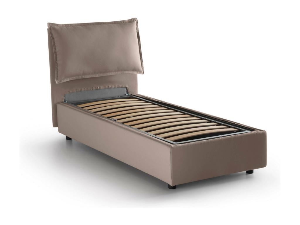 Lit simple Luxameub Letto contenitore con rivestimento in tessuto Made in Italy apertura laterale adatta per materasso 80x190 cm tourterelle grigio OGOK88706