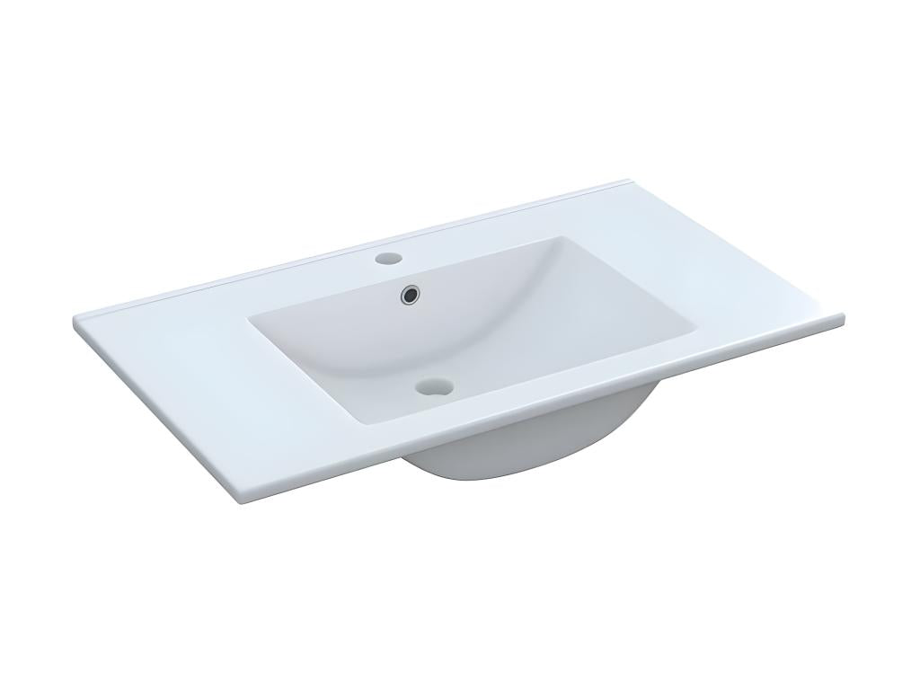 Meuble sous vasque 80 cm vasque miroir Chêne/Bianco brillante - Mobenze IWOB53880