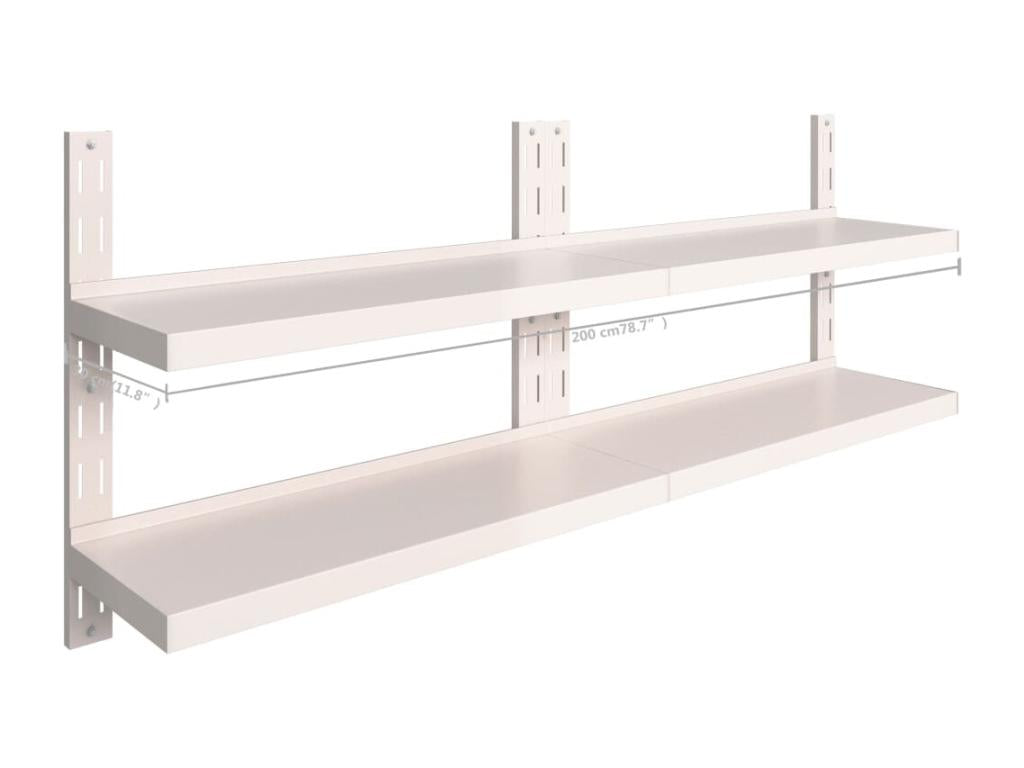 Etagères murali flottanti a 2 livelli 2 pz Inox 200x30 cm HYJW76888