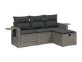 Set da giardino 4 pezzi con cuscini in resina intrecciata grigia NNOD53621