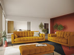 Panca in tessuto giallo, 62 x 133 x 41 cm
