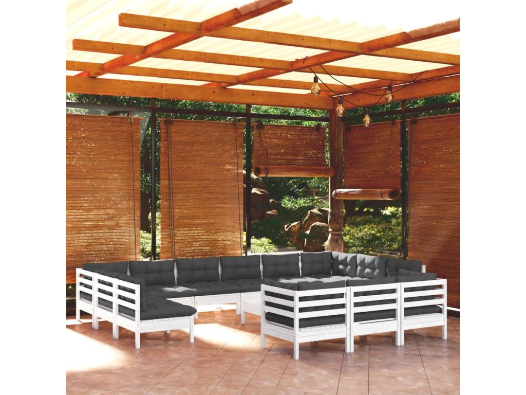 Set di mobili da esterno in legno di pino bianco - dlz1766571944593