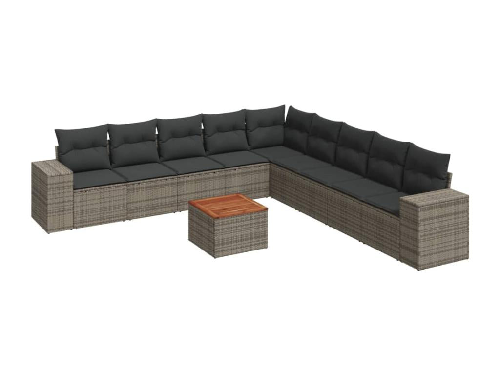 Set da giardino con cuscini 10 pezzi in resina intrecciata grigia NYNU50653