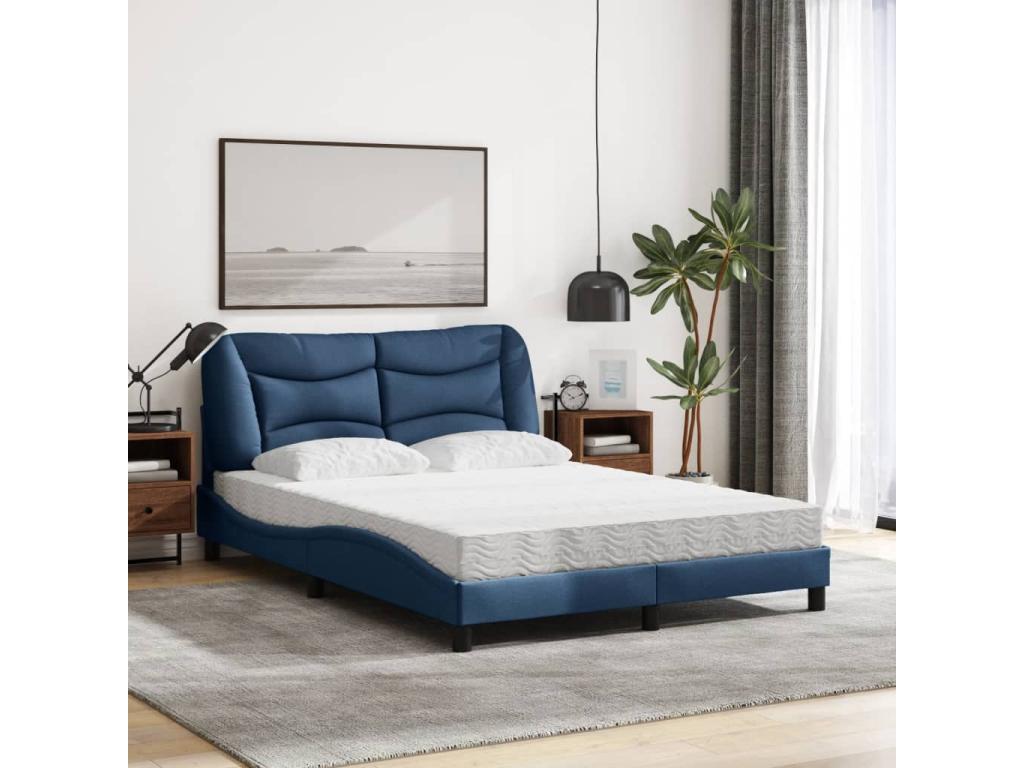 Letto con materasso blu 140x200 cm tessuto OAGA46775