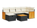 Set da giardino 7 pezzi con cuscini in resina intrecciata nera GBIA37206