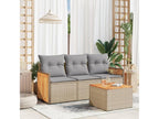 Set da giardino con cuscini 4 pezzi in resina intrecciata beige GJKY36455