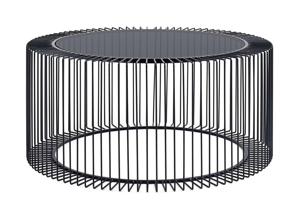 Tavolo basso rotondo in vetro e metallo nero D80 - Mobenze EZYC68570
