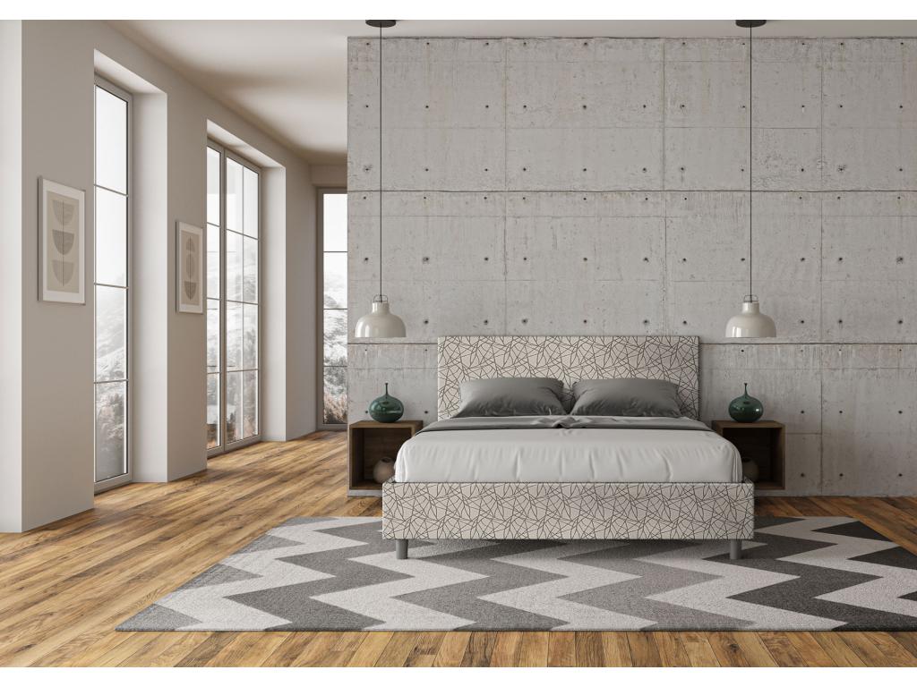 Letto in tessuto grigio, 160 x 210 cm