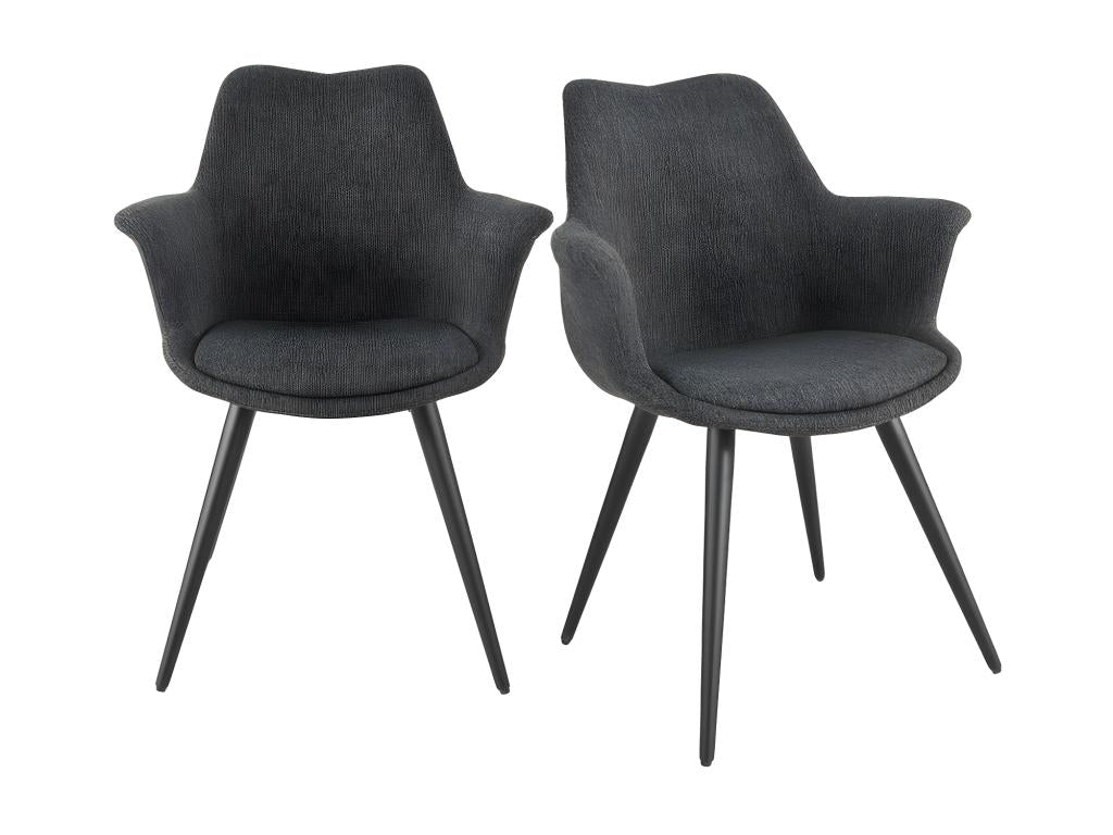 Lotto 2 chaise longue in tessuto grigio foncé gambe in metallo e divani – Mobenze BXGQ32634