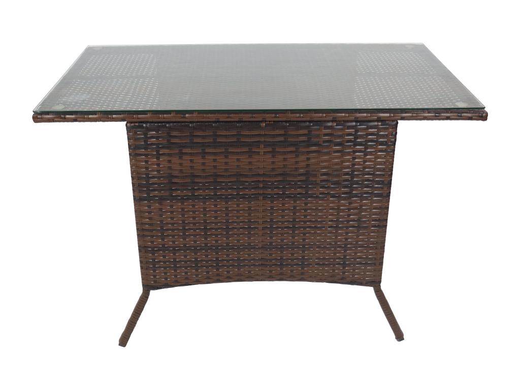 Luxameub Rotin Tavolo da balcone Tavolo da giardino Camping 114x64 PINPAI Marrone MDXH92771