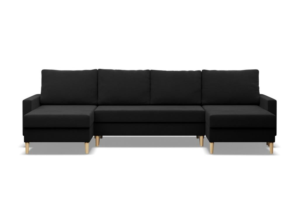 Divano ad angolo a U con funzione sommeil Coussin reversibile Mobenze Nero JQZF62242