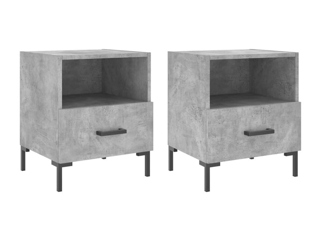 Comodini 2 pezzi in cemento grigio 40x35x47,5 Mobenze d'ingénierie SHDA73406