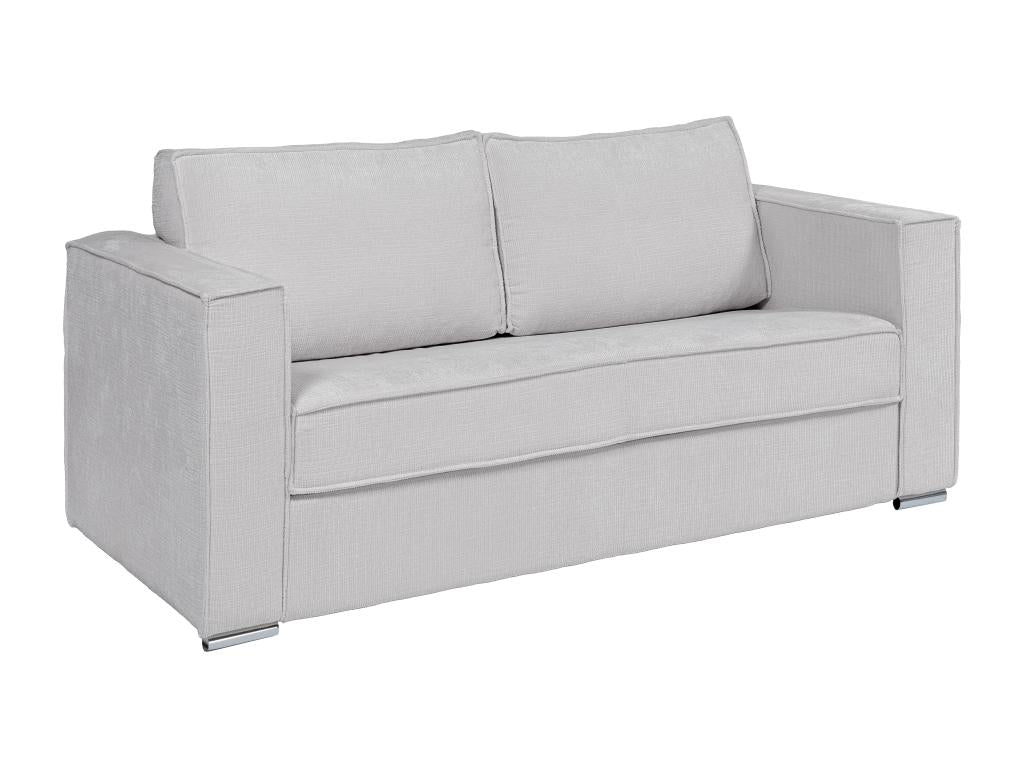 Divano 4 posti trasformabile Express in tessuto texturé grigio chiaro - Divano 160 cm - Materasso 18 cm Mobenze KEBI55150