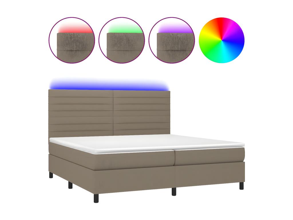 Sommier tapissier e materasso et LED Mobenze 200x200 cm Tissu RLIL05304