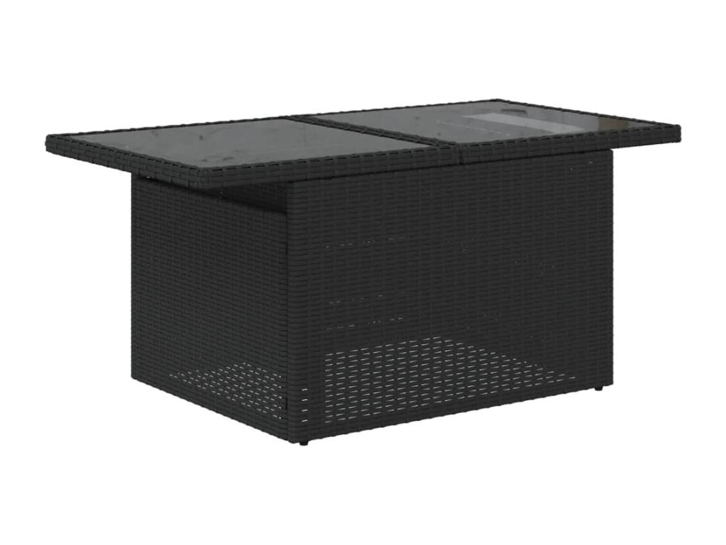 Set da giardino 7 pezzi con cuscini in resina intrecciata nera OAGH71863