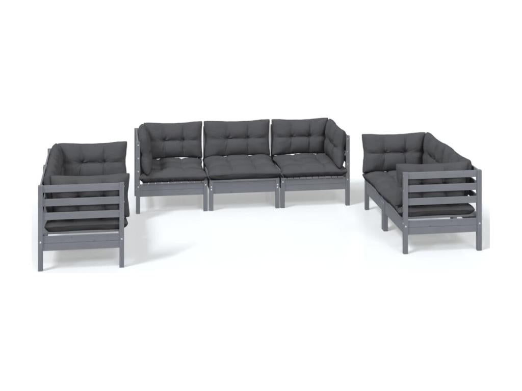 Set da giardino 7 pezzi con cuscini Mobenze de pin massif VZFK35262