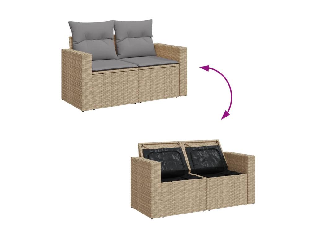 Set da giardino con cuscini 7 pezzi Mobenze resina intrecciata beige VXEV84107