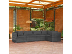 Set da giardino 5 pezzi con cuscini in resina intrecciata Grigio MQQF05352