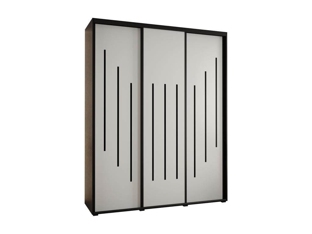 ARMOIRE Luxameub 8 À PORTES COULISSANTES 235.2/200/60 3 porte Nero/Bianco/Nero CMBK96236