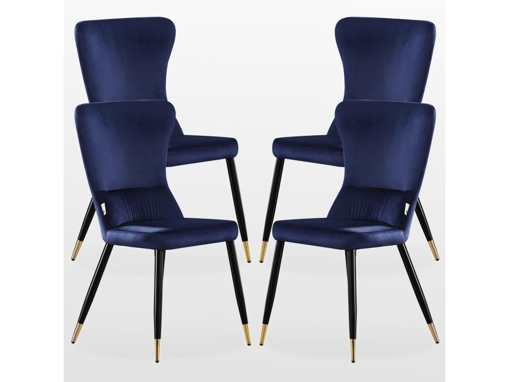 NUOVO Mobenze - Set di 4 sedie Rétro in Mobenze Blu - Gambe Coloris Nero / Oro XGSS55225
