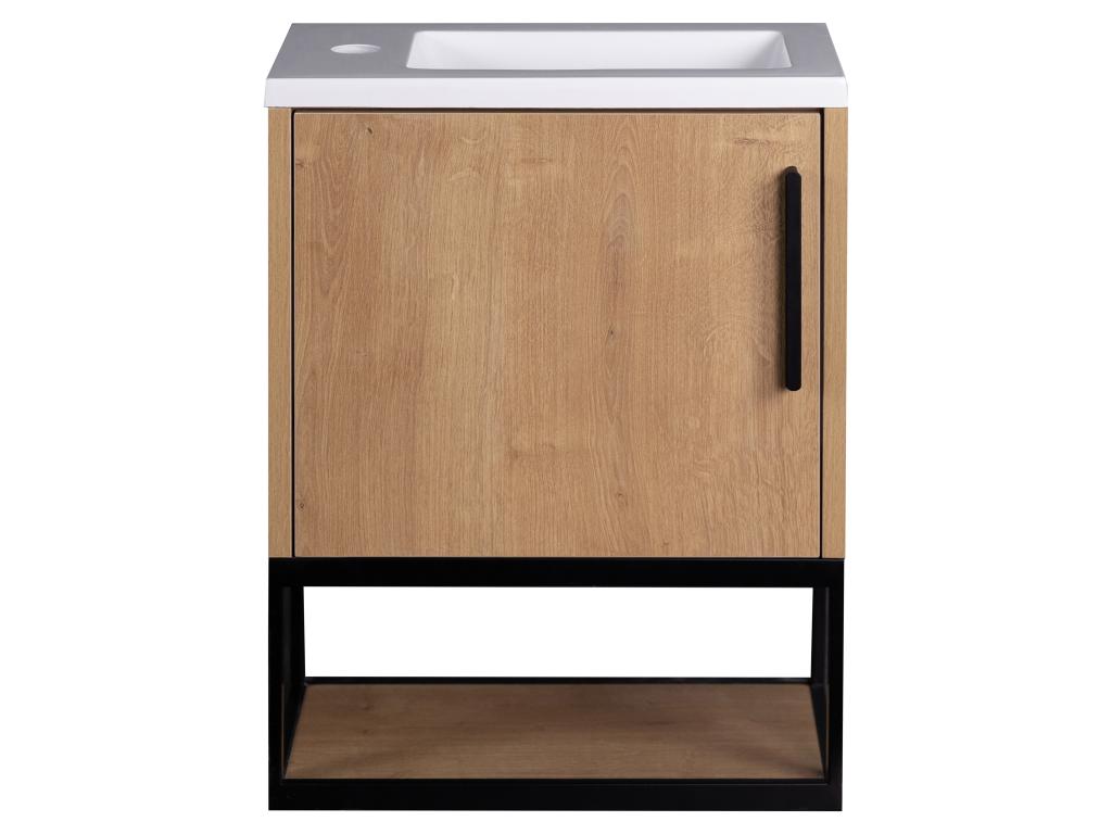 Meuble lave-main suspendu con nicchia - 40 cm - Coloris naturel clair - Mobenze VFHC28060