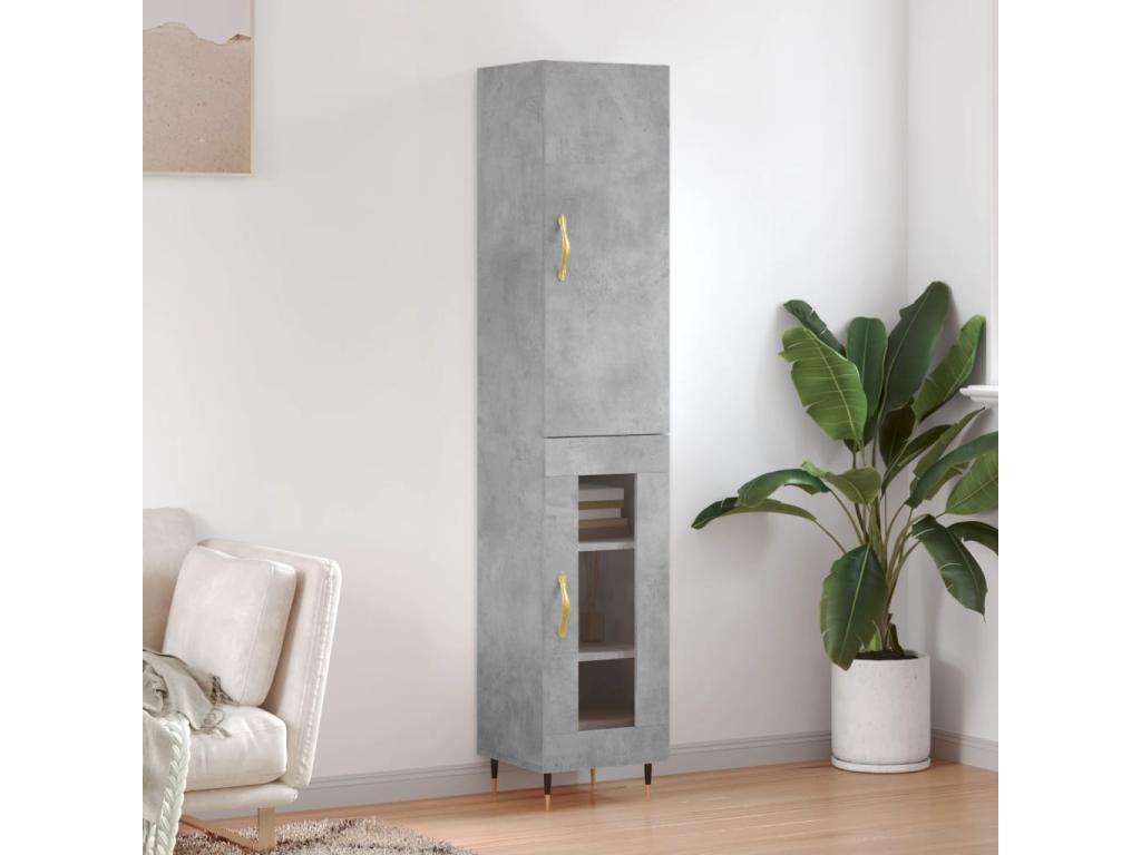Credenza haut Grey béton 34.5x34x180 cm Mobenze d'ingénierie SAWG96613