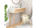 Tavolo consolle Bianco 80x30x75 cm Bois massif pin /rotin naturel RHGU35310