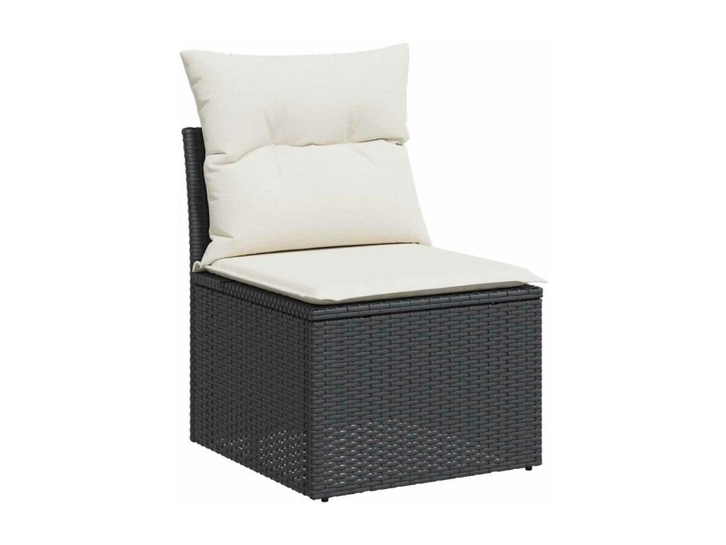 Set da giardino 7 pezzi con cuscini in resina intrecciata nera GBIA37206