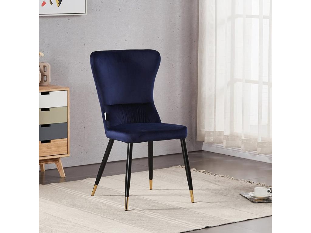 NUOVO Mobenze - Set di 4 sedie Rétro in Mobenze Blu - Gambe Coloris Nero / Oro XGSS55225