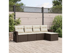 Set da giardino con cuscini 5 pezzi in resina intrecciata color marrone PFKL09912