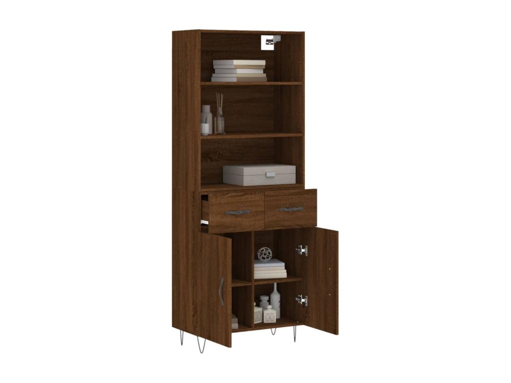 Credenza in legno di rovere marrone, 69,5 x 34 x 180 cm