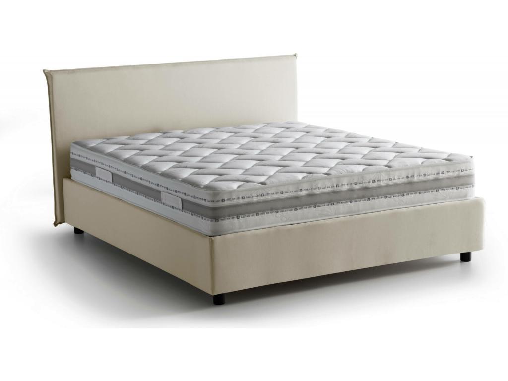 Letto matrimoniale Mobenze Contenitore con rivestimento in tessuto Made in Italy Apertura frontale con materasso 140x190 cm incluso Beige OPVN15443